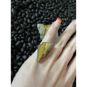Sterling Silver💛Bumblebee Jasper Lightning Bolt⚡️Ring~Celestial Space~Size 5